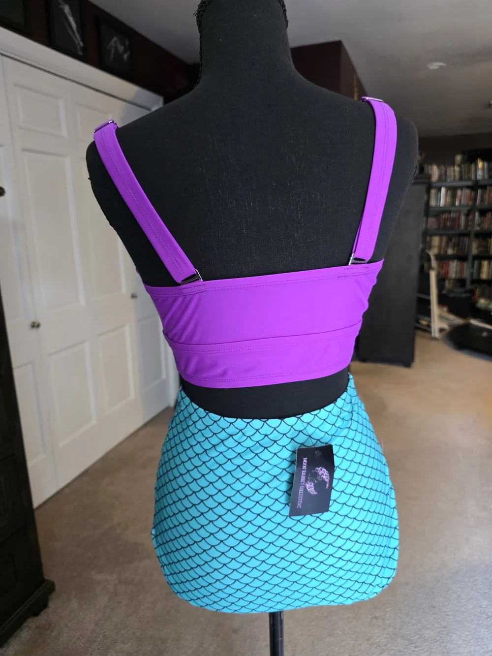 Purple & Turquoise Mermaid Scale High-Waisted Bikini Set Size 2XL NWT